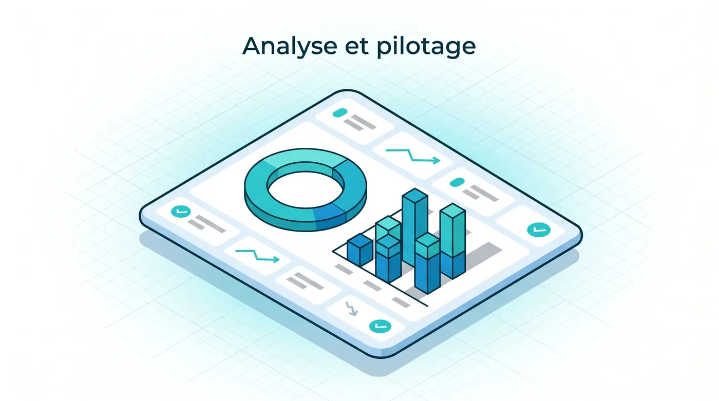 Analyse et pilotage du centre d'appel Service 9000 : tableau de bord synthétique du nombre de demandes par statut et niveau d'urgence