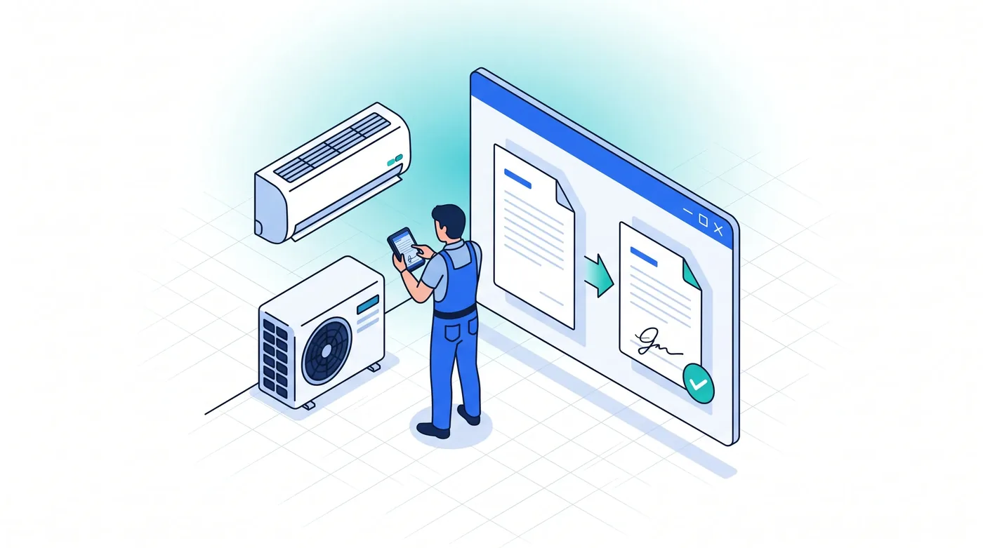 Digitalisation des CERFA et des attestations d'entretien - Service 9000 Digitalisation des CERFA et attestations d'entretien chauffage-climatisation signées sur terminal mobile avec Service 9000