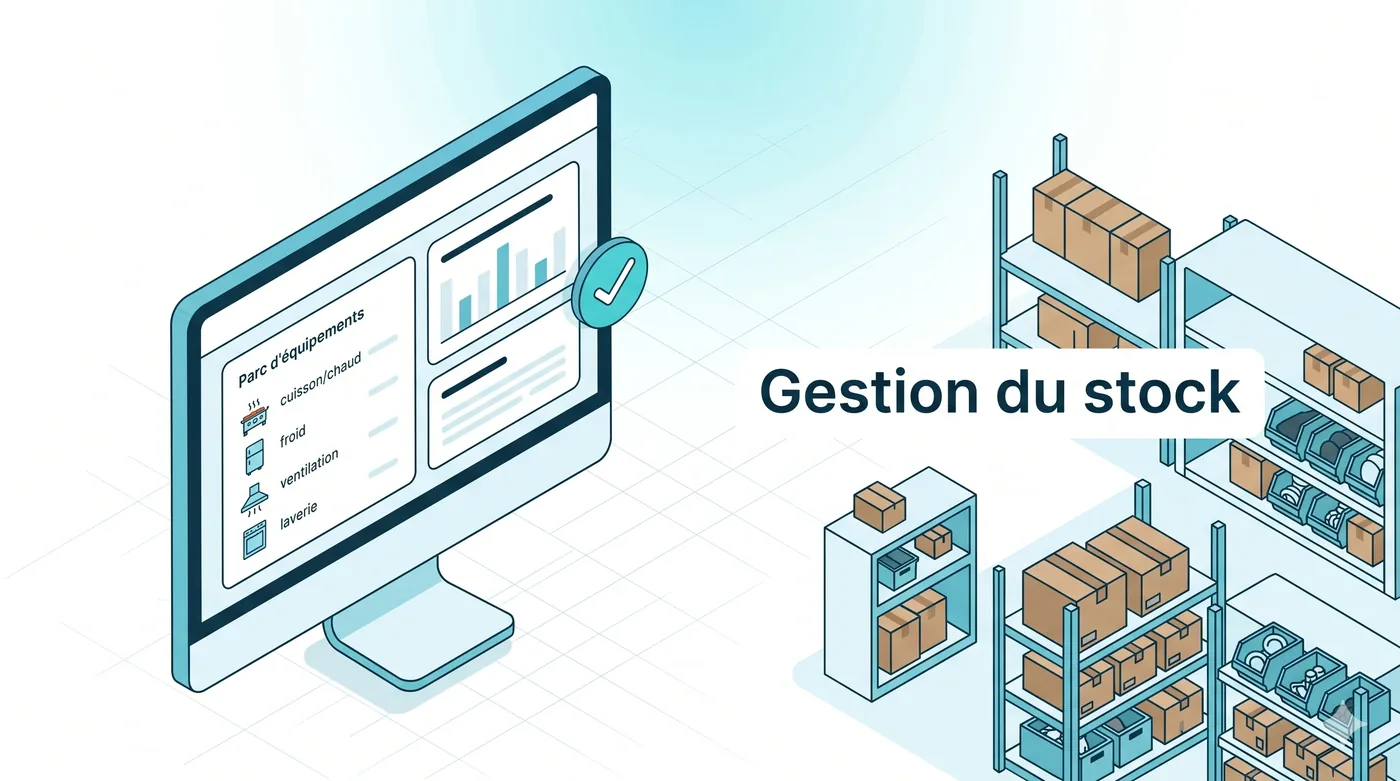 Gestion du parc d'équipements et du stock pour la cuisine professionnelle - Service 9000 Gestion du parc d'équipements de cuisine professionnelle (chaud, froid, ventilation, laverie) et du stock de pièces.