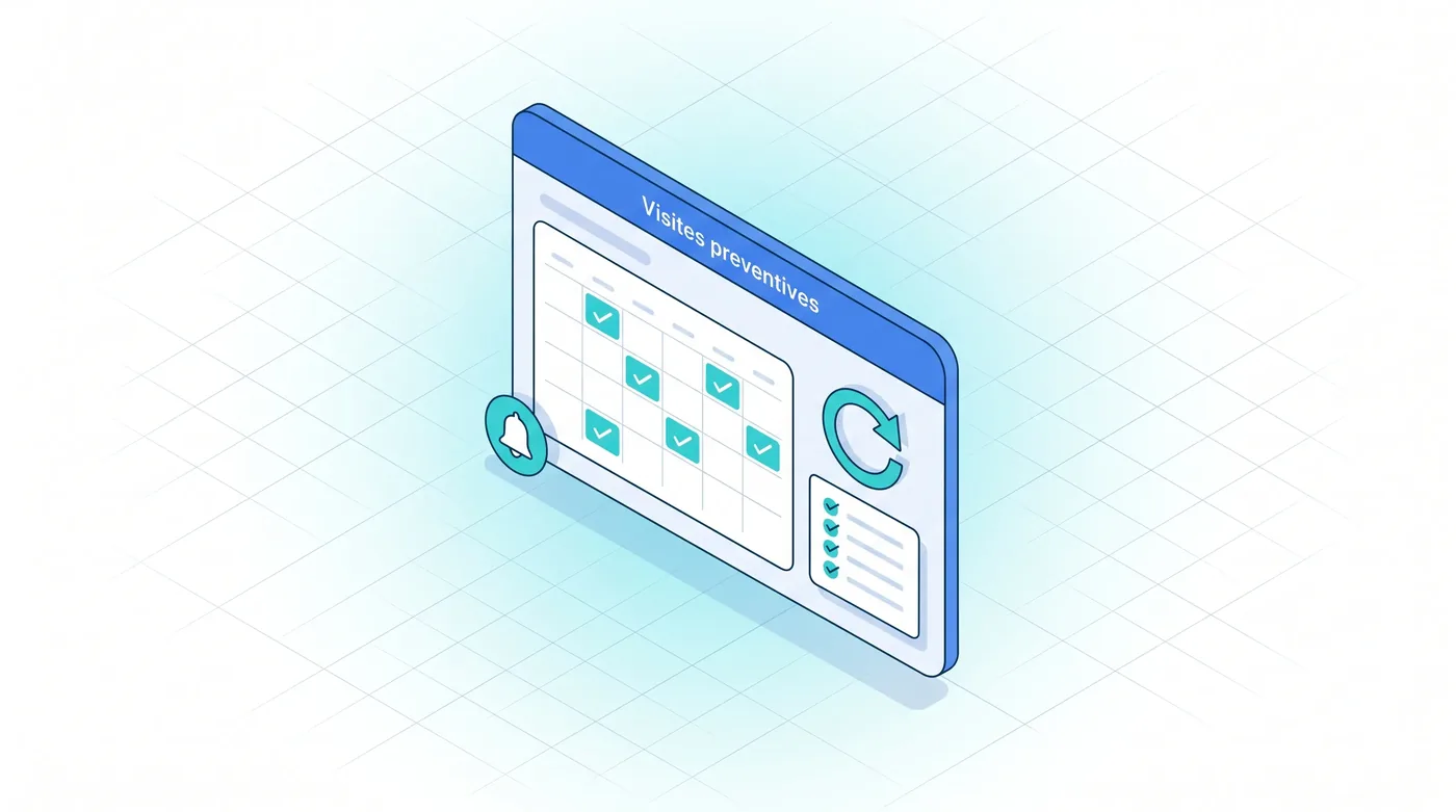 Planification des visites préventives Service 9000 : planification automatique des visites préventives, calcul des prochaines dates et points de contrôle à effectuer