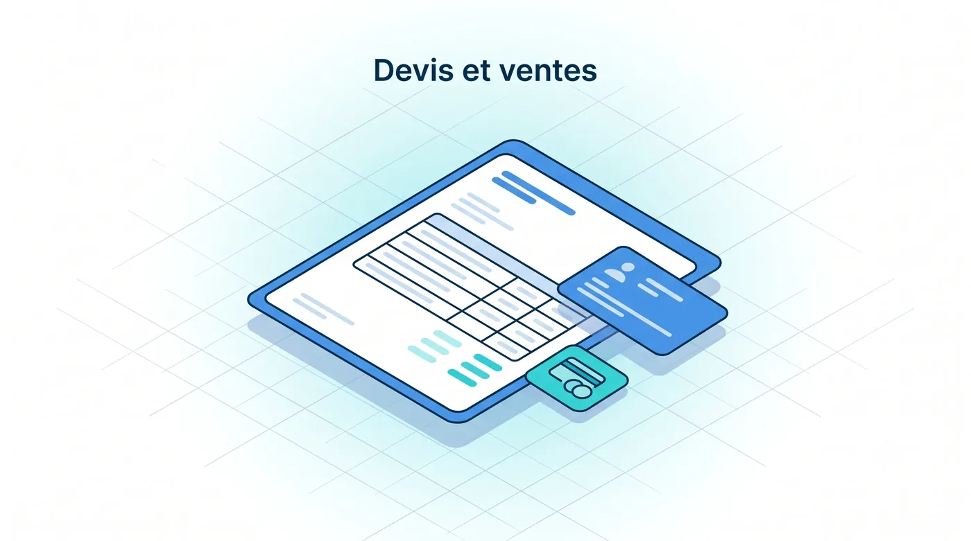 Devis et ventes Service 9000 : saisie des devis et des ventes, clients, tarifs, factures, bons de livraison et règlements