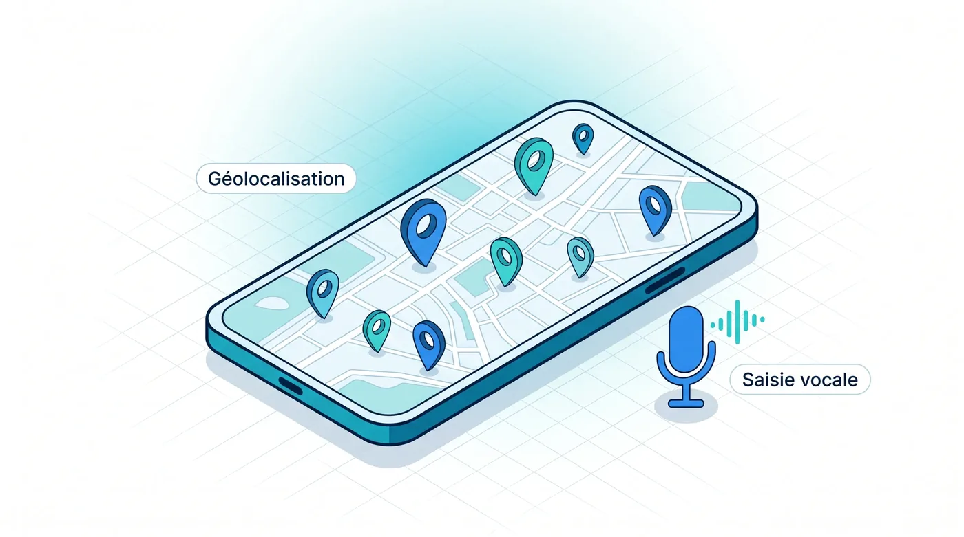Une application mobile intuitive : géolocalisation et saisie vocale Application mobile GMAO intuitive : géolocalisation des intervenants et saisie vocale - Service 9000