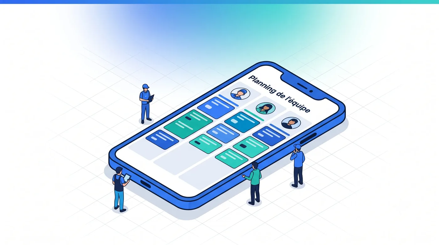 Le planning de l'équipe Planning partagé de l'équipe d'intervenants sur l'application mobile Mobi Next - Service 9000