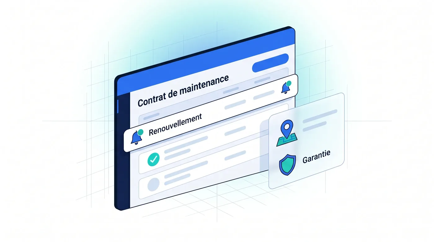 Gestion des contrats et des équipements - Service 9000 Gestion des contrats de maintenance et des garanties dans Service 9000 : alertes de renouvellement et géolocalisation des équipements