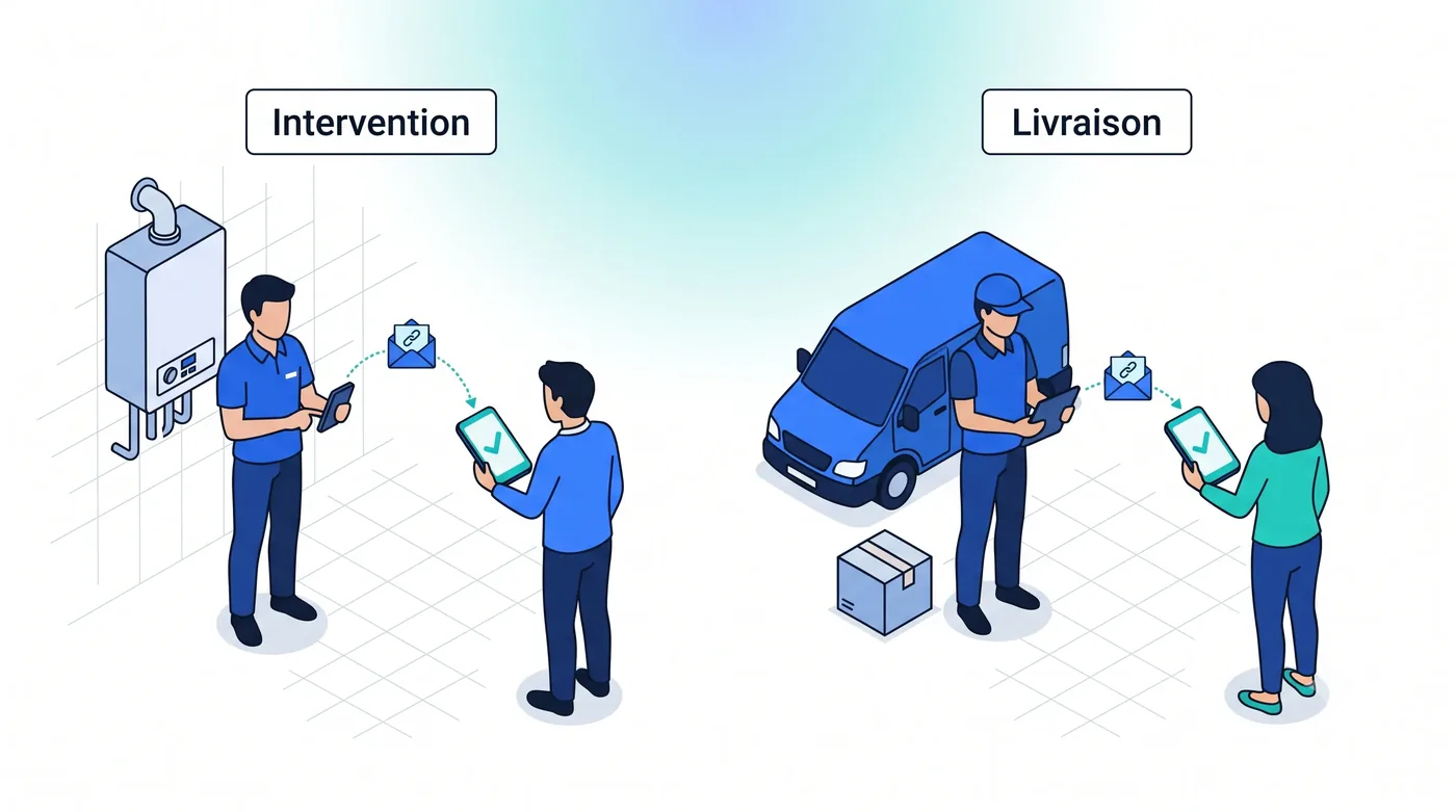 Pay 9000 en mobilité : lien de paiement en intervention et en livraison En intervention ou en livraison, le technicien ou le livreur envoie le lien de paiement depuis son application : le client règle sur son propre smartphone