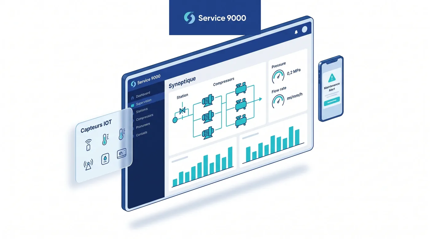 Tableau de bord Service 9000 avec supervision IOT Tableau de bord Service 9000 avec supervision IOT