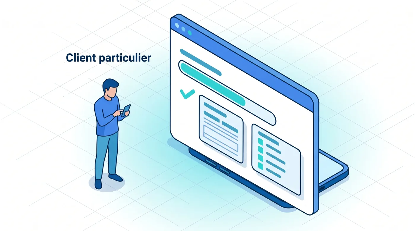 Portail web Client particulier : suivi en ligne de l'avancement de l'intervention, compte-rendu et liste de pièces avec Service 9000.