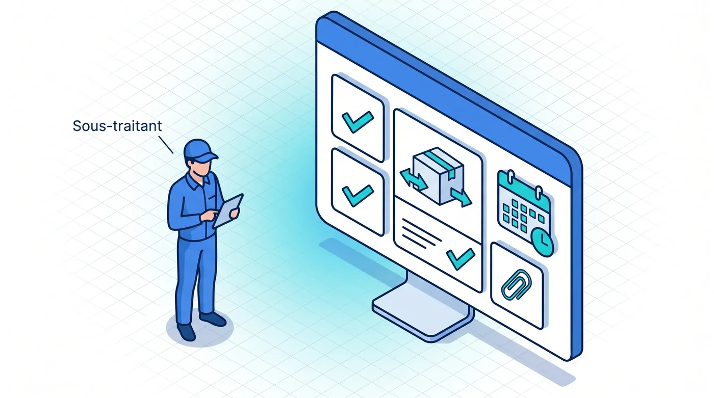 Portail web Sous-traitant : traitement des dossiers atelier et extérieur, réception/expédition, planification et comptes-rendus avec Service 9000.